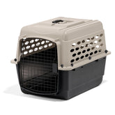Petmate Vari Dog Kennel exterior taupe y negro, transporte duradero para mascotas