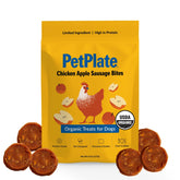 PetPlate bocado de salchicha de pollo y manzana, recompensa sabrosa para entrenar.