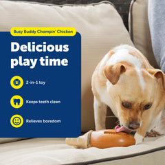 PetSafe Chompin' Chicken: texturas dentales que ayudan a limpiar suavemente durante cada mordida.