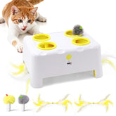 PETSWEET Caja de Queso Interactivo: 4 huecos para gatos, estimula juego y curiosidad.