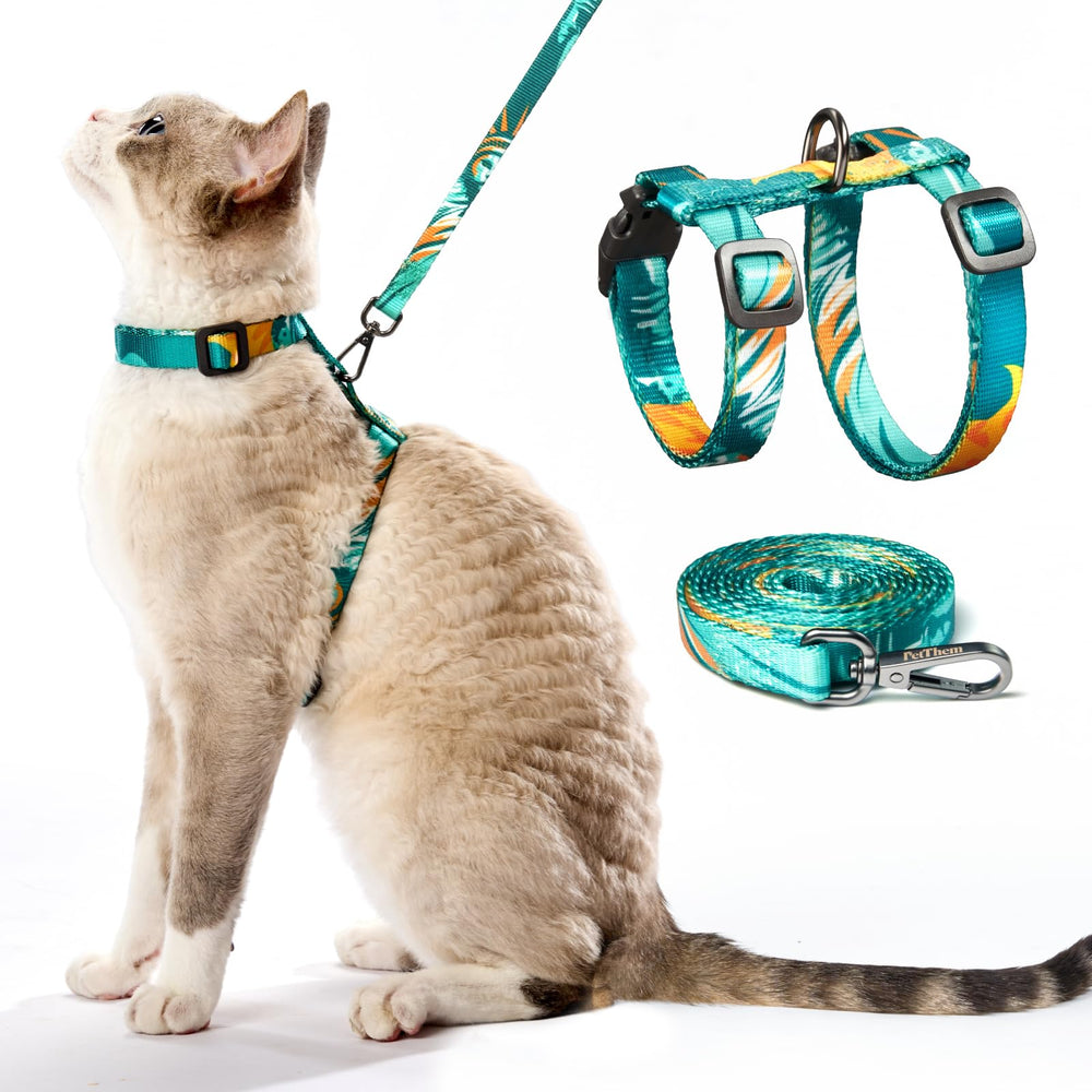 Arnés a prueba de fuga de PetThem para gato verde en paseos
