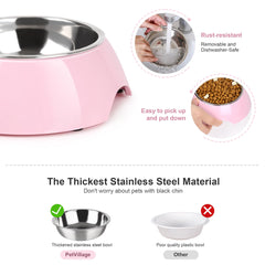 Petvillage base elevada rosa para comer cómodo.