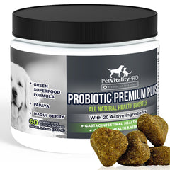 PetVitalityPRO Probióticos para perros, botella, podría apoyar la salud intestinal con enzimas.