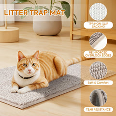 Pieviev tapete chenille para caja de arena, tejido suave, confort para el gato.