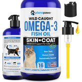 Planopaws Omega-3 aceite pescado gatos: piel más suave y pelaje brillante.