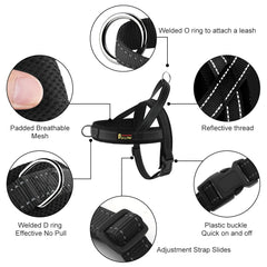 Arnés ajustable de PLUTUS PET con correa reflectante para paseos nocturnos seguros.