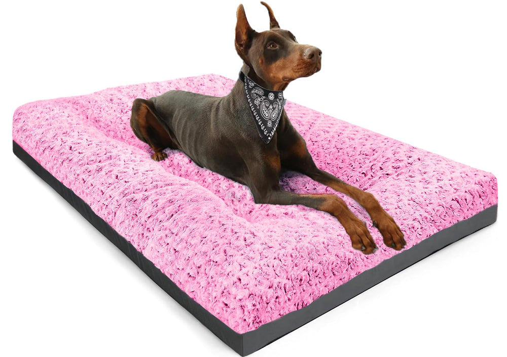 POCBLUE cama para perros grande rosa 35x23, ideal para jaulas y espacios interiores.