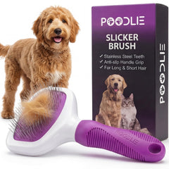 Poodlie Cepillo Slicker para perros y gatos, elimina pelo suelto con cerdas finas.