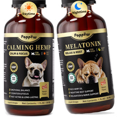POPPAW gotas calmantes para perros Día y Noche para tranquilidad diaria