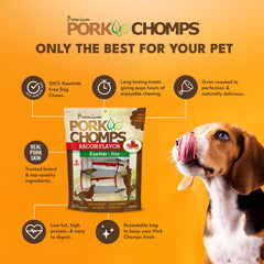 Pork Chomps nudos de piel de cerdo de 6 pulgadas para masticación controlada