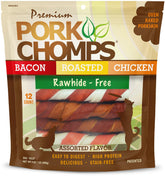 Pork Chomps torcidos de 6 pulgadas para masticación prolongada.