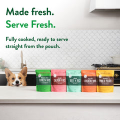 Portland Pet Food Pouches, sabor de pavo y boniato para perros.