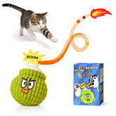 Potaroma granada para gatos con cola de malla, estimula juego activo.