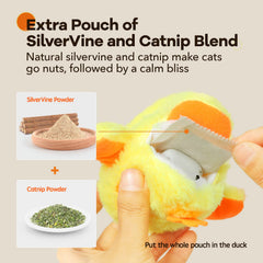 Potaroma pato con bolsita SilverVine y hierba gatera para despertar juego.