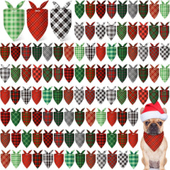 Pañuelo para perro Preboun con patrón de cuadros rojos y negros para fiestas.