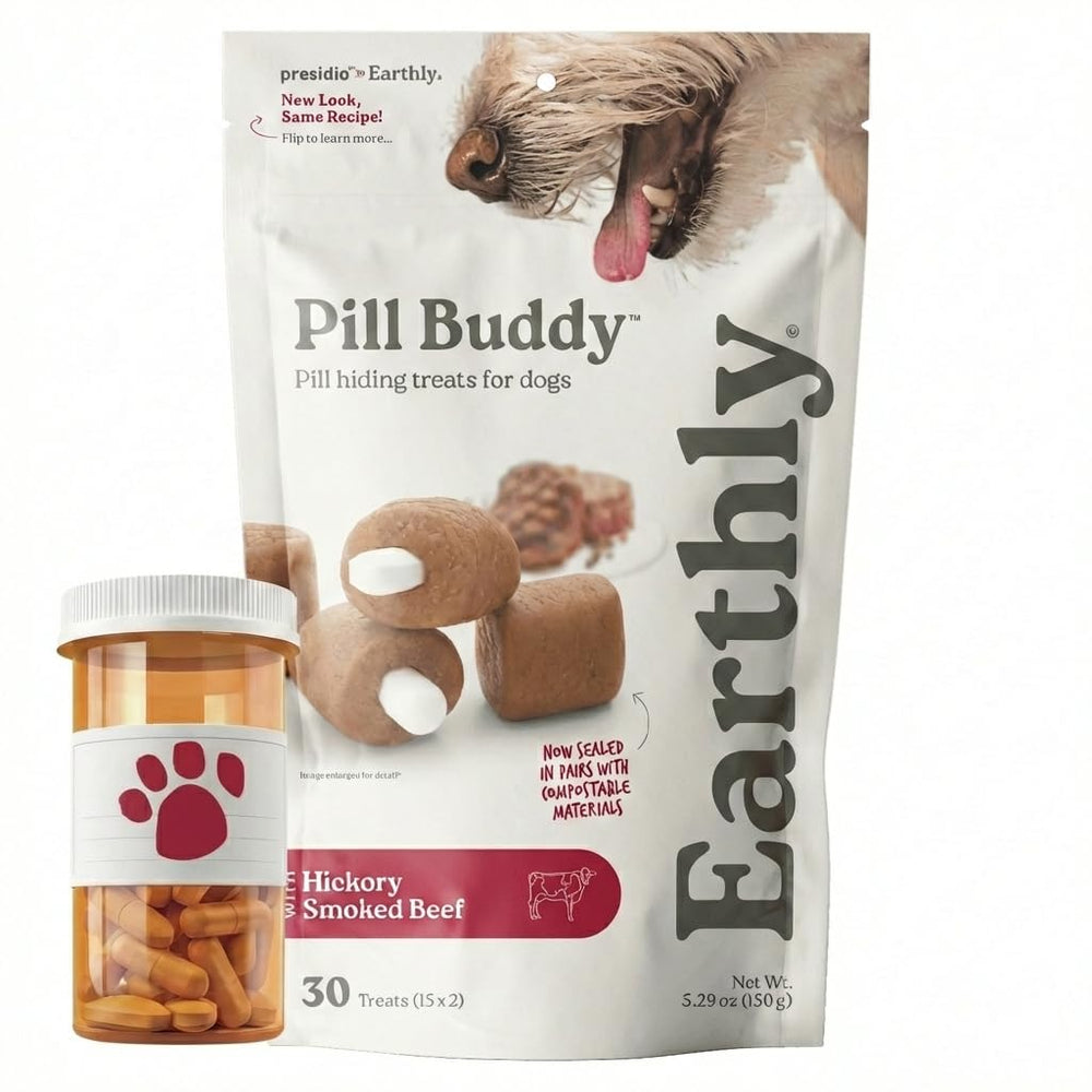 Presidio Earthly Pill Buddy beef-treat hides pills smoothly for easier daily meds