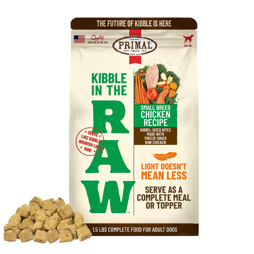 Primal Kibble en crudo en bolsa de 1.5 lb: nutrición cruda lista para servir.