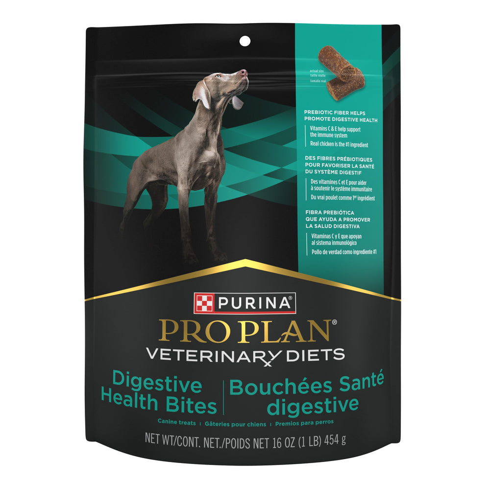 Pro Plan Digestive Health Bites bag front, convenient digestive-support chew.