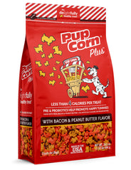 Pup Corn Plus bocaditos crujientes con tocino y cacahuete para premiar.