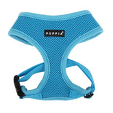 Arnés Puppia suave para perros en azul cielo, cómodo para paseos diarios.