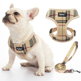 PUPTECK arnés de malla suave con plaid beige para paseos diarios