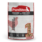 PureBites pechuga de pollo deshidratada para perro, ingrediente único y natural.