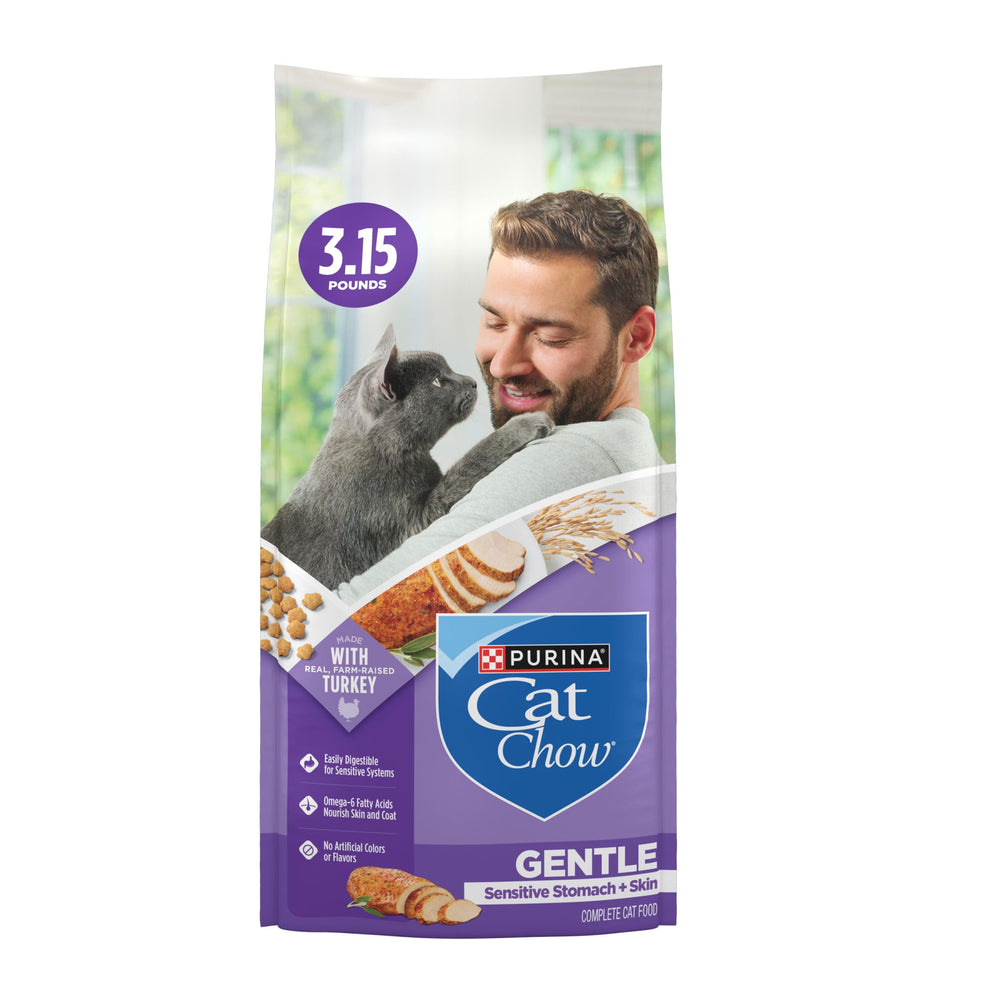 Purina Cat Chow suave pavo crocante para estomago sensible y piel saludable