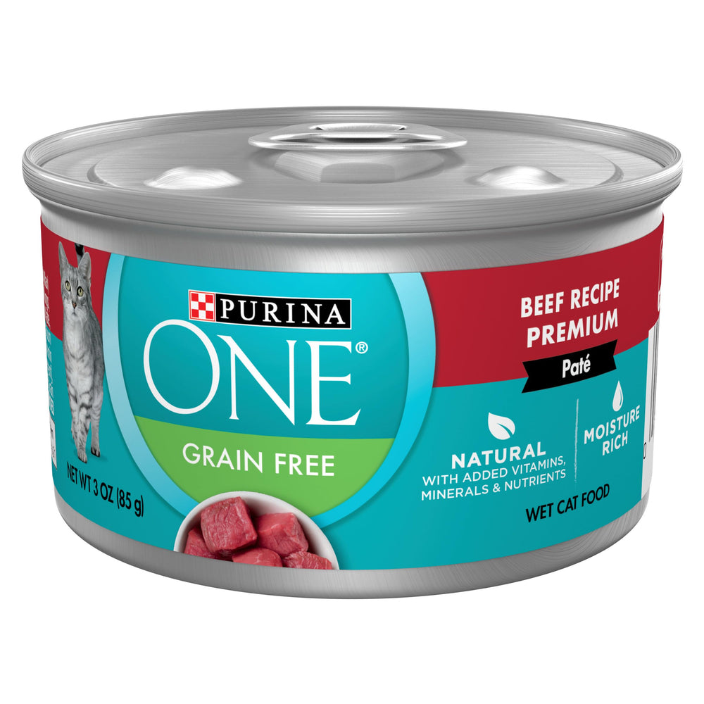Purina ONE Gato Pate con res como ingrediente principal para sabor y nutrición