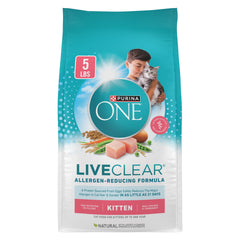 Purina ONE LiveClear alimento seco para gatitos, textura crujiente para crecimiento saludable