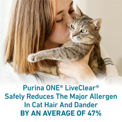 Purina ONE LiveClear bolsa de 3 lb para gatos adultos, fácil almacenamiento