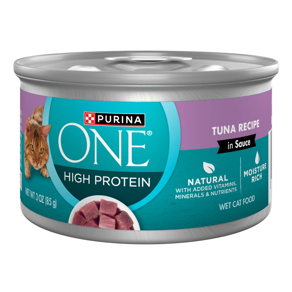 Purina ONE Natural, lata-atun-con-salsa-3oz-pull-top, ideal para comidas rápidas y sabrosas.