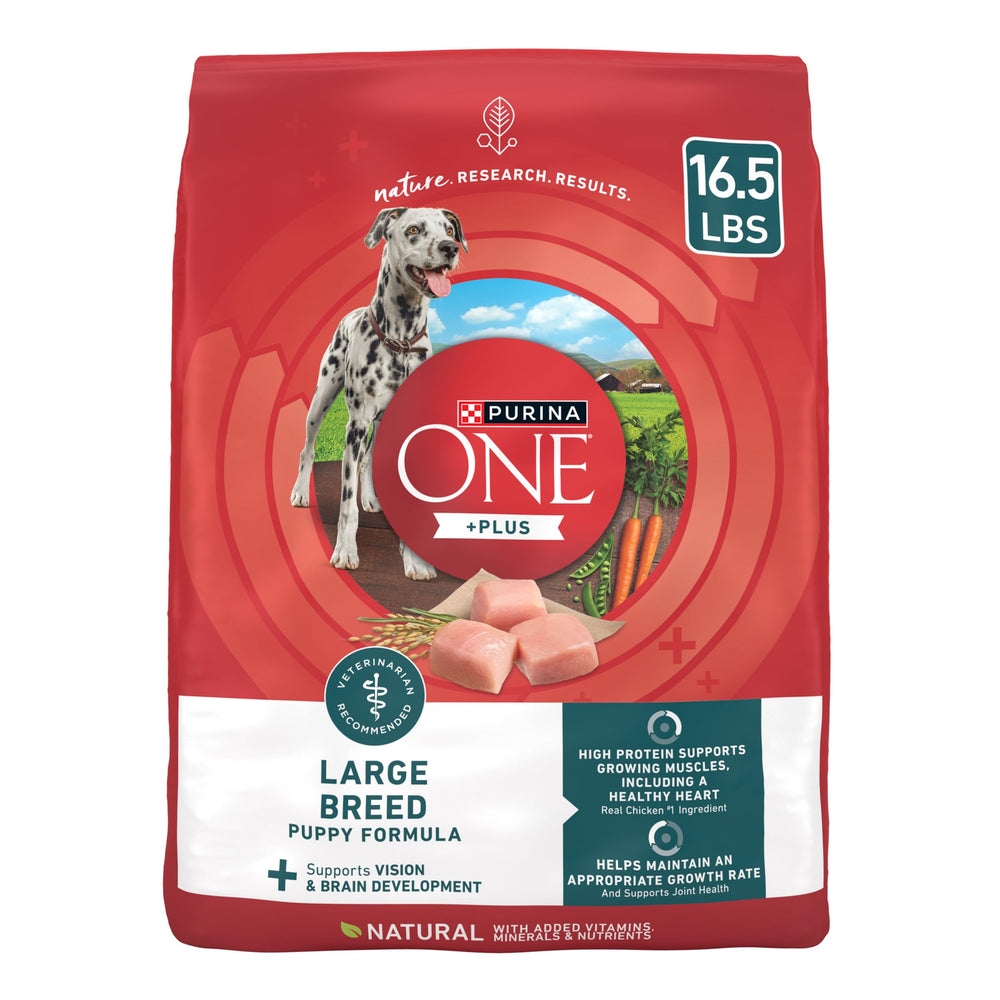 Purina ONE Plus para cachorros grandes, bolsa de alimento seco para crecimiento muscular