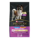 Purina Pro Plan AdvantEDGE Senior para razas grandes, bolsa de 22 lb, empaque visible para cuidado de perros mayores.