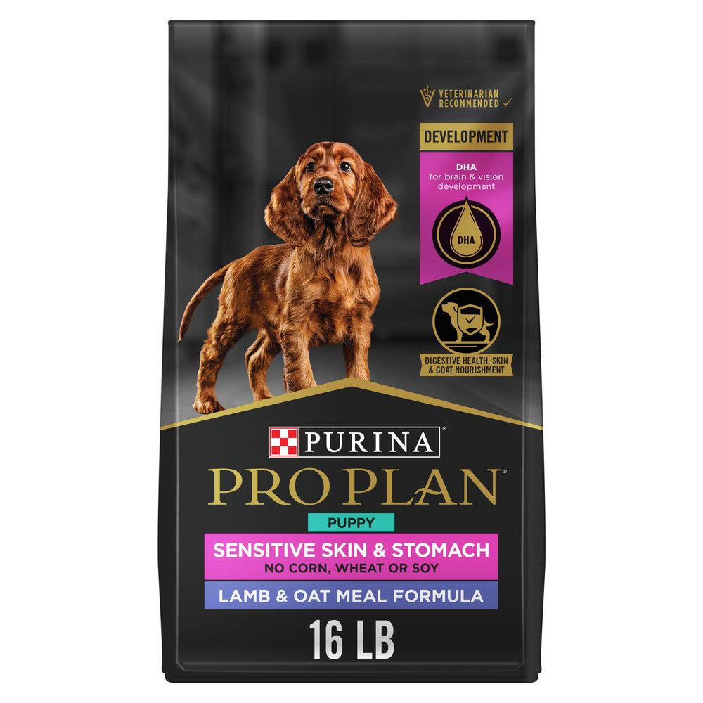 Purina Pro Plan cachorros piel sensible con cordero y avena, bolsa de 16 lb para crecimiento saludable