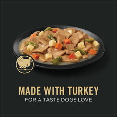 Purina Pro Plan Complete Essentials lata individual con trozos de pavo en salsa.