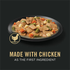 Purina Pro Plan Esenciales Completos, trozos de pollo y verduras en salsa para perros adultos con humedad adicional