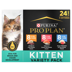 Purina Pro Plan favoritos para gatitos, variedad en lata de 3 oz.