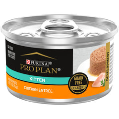 Purina Pro Plan Gatitos Paté sin granos, pollo real, textura suave para gatitos.