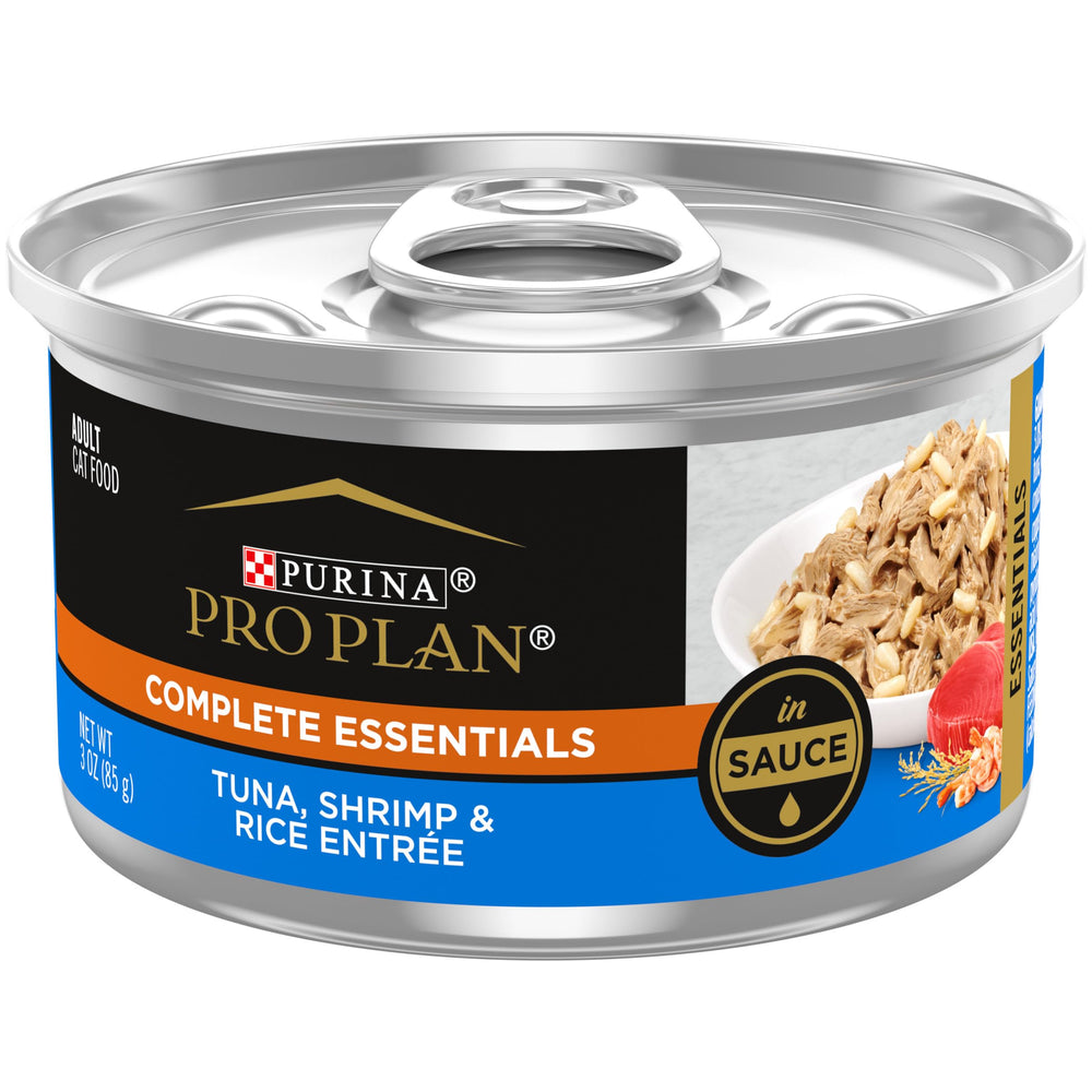 Purina Pro Plan en salsa para gatos, lata de atún y camarones, ayuda a hidratar