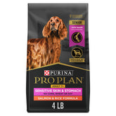 Purina Pro Plan para perro senior con salmón y arroz, bolsa de 4 libras, digestión suave