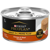 Purina Pro Plan Senior gato, pate pollo y carne, lata 3oz: sabor que motiva la ingesta.