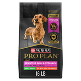 Purina Pro Plan para piel sensible, frente del envase, ideal para estómagos sensibles.