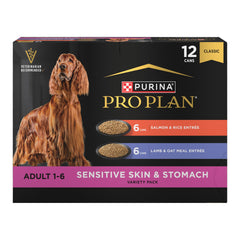 Purina Pro Plan Sensible Piel y Estómago con Salmón y Arroz, apoyo digestivo suave para perros adultos.