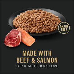 Imagen de ingredientes: carne de res y salmón en Purina Pro Plan sin-granos