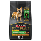 Purina Pro Plan Small Breed 7 Plus empaque con comida para perros mayores