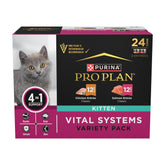 Purina Pro Plan Vital Systems gatito, lata pollo-salmon, sabor real para músculos.