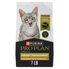 Purina Pro Plan Gestión de Peso para gatos con pollo real como primer ingrediente.