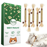 Purriq palito de vid plata natural para limpieza dental felina y juego seguro.