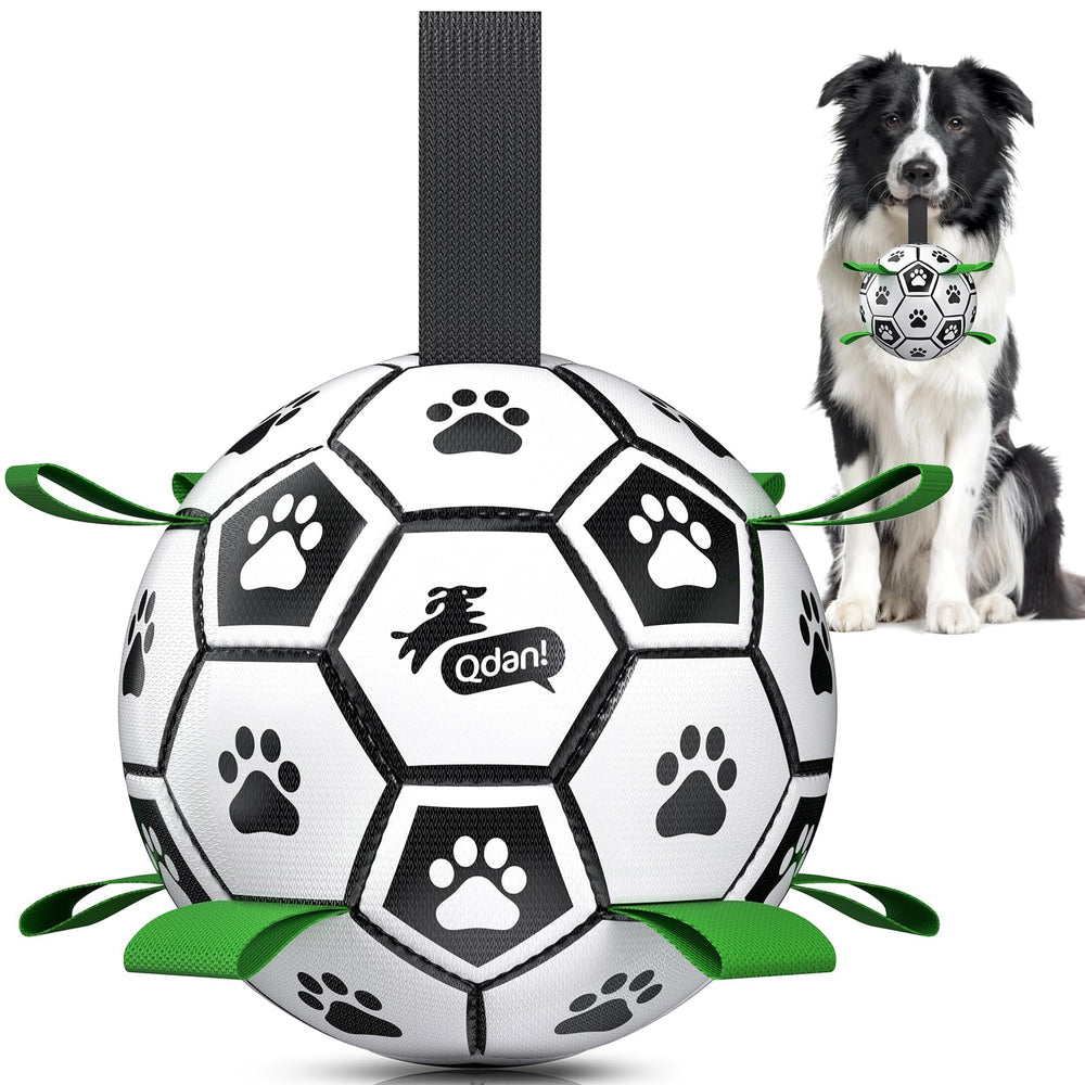 QDAN bola para perros con cintas para rebote errático y juego interactivo