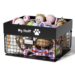 Cesta de juguetes qeerable en metal grande, alta capacidad para perros.